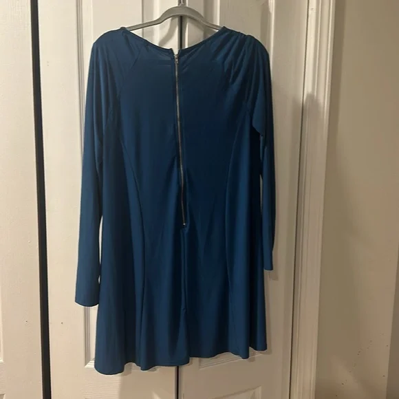 Sapphire Blue Long Sleeve Dress | Flowy Fit, Minimalist Style - Picture 5 of 5